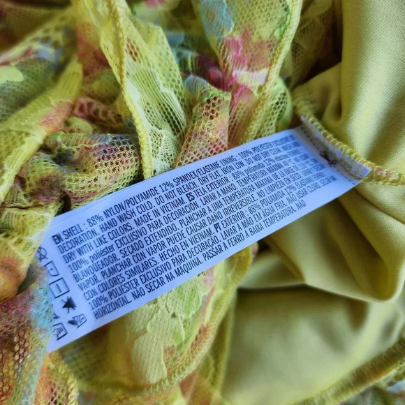 NWT Forever 21 Yellow Strapless Floral Mini Dress Stretch Sweetheart Women's S - Picture 12 of 15